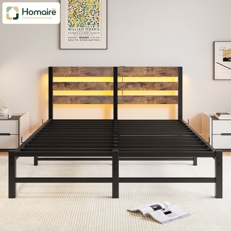 Schwarzes Bett aus Metall und Holz 212,6 x 141,2 x 88 cm HOMAIRE (1/5)