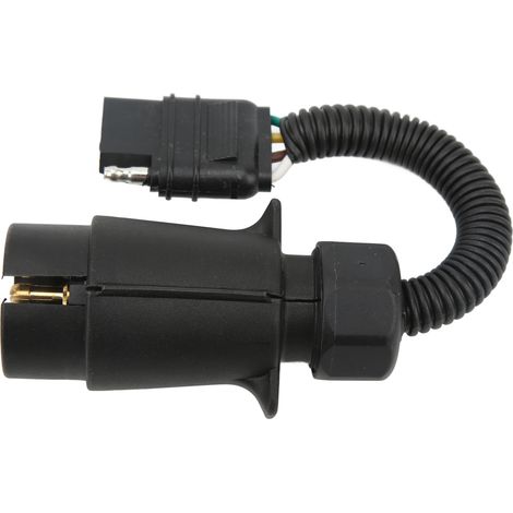 Adaptateur de câblage pour remorque : prise ronde UE 7 broches vers plate US 4 broches en laiton ABS pour feux de camping-car. (1/5)