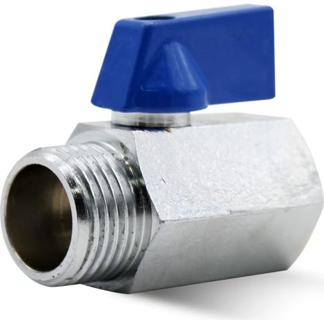Mini Vanne Arret Robinet d'Arrêt 1/4” PN-16 Male-Femelle Laiton Manette Métal Bleu Vanne Quart de Tour pour Reducteur de Pression Eau, Robinet WC, Collecteur Plomberie (1/5)