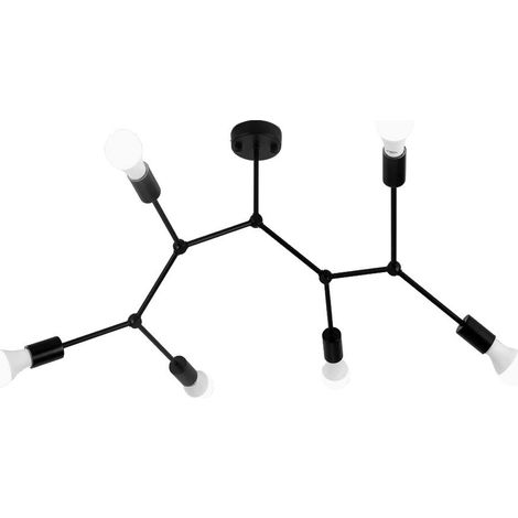 LÁMPARA de SUSPENSIÓN APP737-6C METAL DESVÁN NEGRO 6-PUNTOS de LUZ E27 72X62CM (1/5)