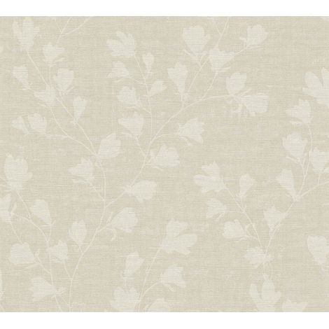 Blumen Tapete Profhome 387474 heißgeprägte Vliestapete leicht strukturiert in Textiloptik matt beige grau taupe 5,33 m2 (1/5)