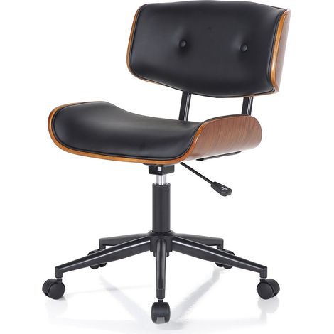 Poltrona da ufficio in pelle sintetica nera cm H.78/88 x L.50 x P.54 (1/3)