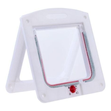Chatière pour Chat Chiens Petit Chatière Porte Puce 4 Voies verrouillable Facile à Installer,Blanc (1/4)