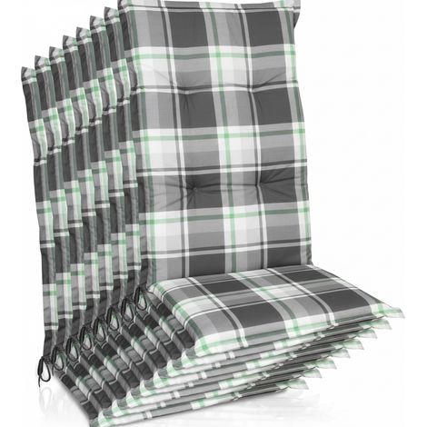 8er Set Hochlehner Auflagen Set 120x50cm Polster Mintgrün Kariert