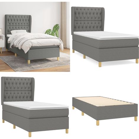 Boxspringbett mit Matratze Dunkelgrau 100x200 cm Stoff - Boxspringbett - Doppelbett - Bettenrahmen - Lattenrost - Matratze - Home & Living (1/5)