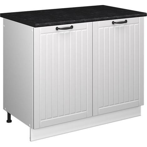 Spülenunterschrank Fame-Line, Weiß Landhaus/Weiß, 100 cm, AP Anthrazit, Vicco (1/5)