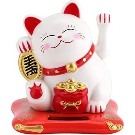 Lucky Cat- Solar alimenté Winke Chat Chanceux Chat Sweet Solar Chanceux pour la décoration Bureau (Color : White) (1/4)
