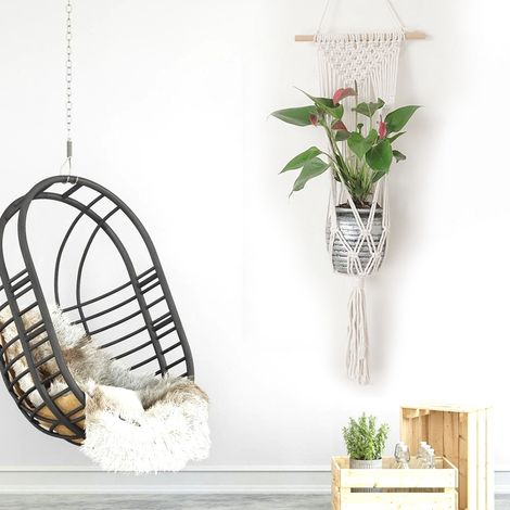 Support suspendu pour pot de fleurs tressé à la main, pour jardin ou décoration intérieure (1/5)