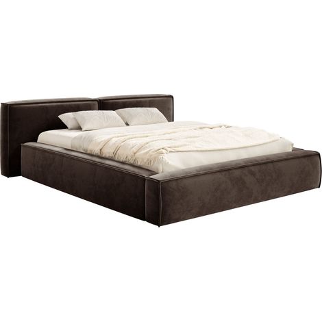 Selsey Tilves Low – Polsterbett 160x200 mit Bettkasten und Lattenrost, Velours, braun