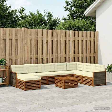 vidaXL Outdoor-Sofagarnitur 9 pcs Natur und Creme Massivholz Akazie (1/5)