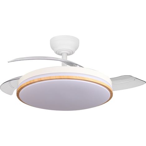 Ventilador de Techo LED Retráctil Yatek Rubia 60W Motor DC 6980 lm 6 Velocidades Mando a Distancia Luz Regulable Ø107 cm Blanco haya (1/5)