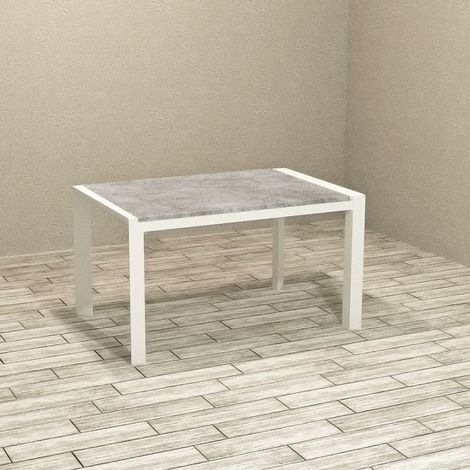 Tavolo rettangolare allungabile Golia 130x80 struttura bianco e piano cemento (1/2)