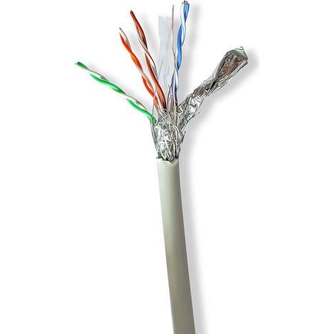 Bobina de cable cat6 varado sftp solo cobre 1000 m para interior redondo lszh gris caja carton