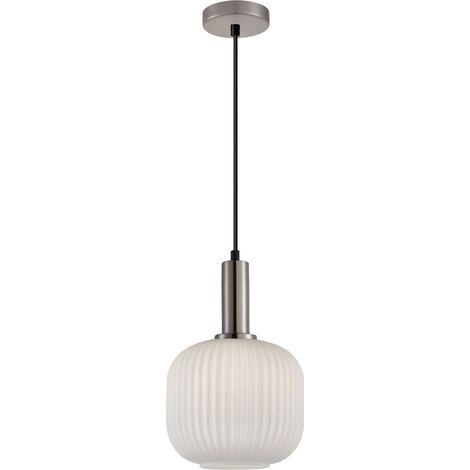 Lampada a sospensione PENZI cromata con vetro bianco E27 (1/4)