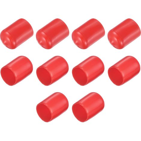 10pcs Embouts en Caoutchouc, 14.5 mm ID Vis Filetage Protecteur en PVC Embouts de Protection Flexible pour Tube Métallique, Câbles, Fils, Tige, Écrou et Cache Boulon, Rouge (1/4)