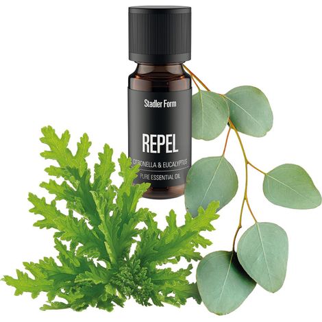 Huile essentielle citronnelle & eucalyptus REPEL StadlerForm, Huiles fabriquées en France, dans un laboratoire éco-certifié.