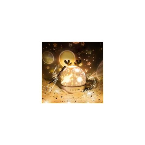 Lampada proiettore di stelle con telecomando, proiezione di un simpatico elfo con timer rotante e telecomando integrato, 8 canzoni, ricarica USB, regalo per bambini e bambine (grigio) - Crezuo