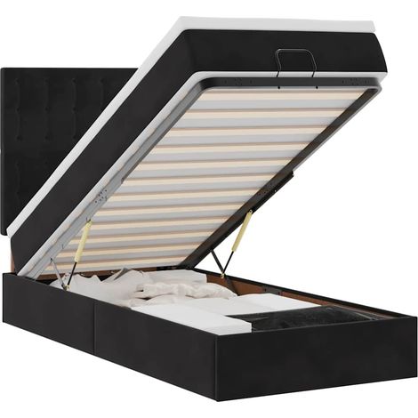 Maison Exclusive - Ottoman-Bett mit Matratzen & LEDs Schwarz 90x2