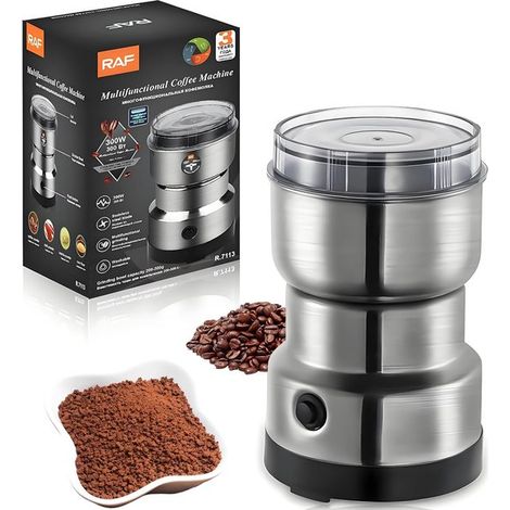 Moulin à café électrique, broyeur à grains de café multifonctionnel, lames en acier inoxydable 18/10 de haute qualité, conception légère, pour grains de café, épices et herbes. (1/5)