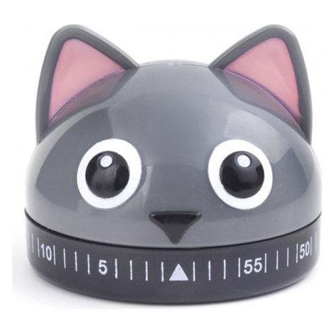 Timer - Kikkerland - Gray Cat - Plastic - Decorative - Practical (1/5)