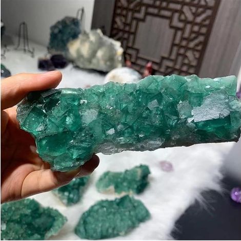 Fluorite Verte Naturelle, processus de Cristal de Pierre de décoration à la Maison de CrystalReiki Collections de la Maison (Color : 345g, Size : One Size) (1/5)