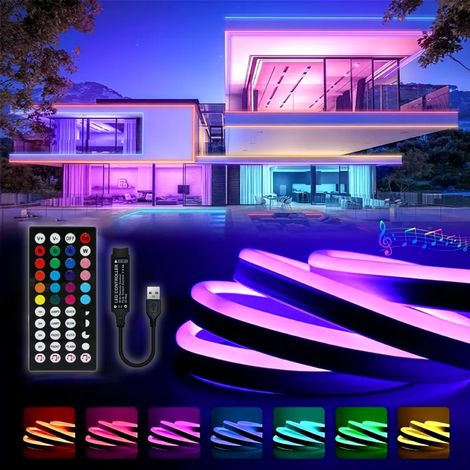 Neon Ruban LED 5m, Bande LED avec Contrôle , Compatible avec Alexa, pour Chambre, Salon, salle de bains,Décoration (1/5)
