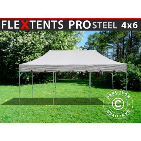 Pop up gazebo FleXtents PRO Steel "Peaked" 4x6 m Latte