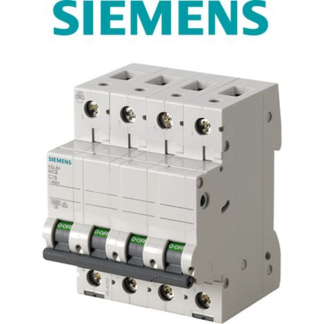 Siemens – Disjoncteur unipolaire 16A Courbe C – 4 pôles – Tension 440V – Pouvoir de coupure 6 kA – Grade de protection IP20