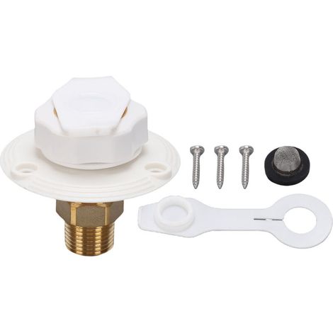 Clapet anti-retour pour bride d'entrée d'eau de ville pour camping-car, raccord de raccordement d'eau 3/4 NH femelle vers 1/2 NPT mâle, montage encastré, en laiton sans plomb, avec bouchon anti-poussi
