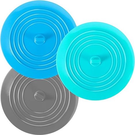 Confezione da 3 tappi di scarico in silicone, 15 cm, filtro per lavandino e doccia, coperchio rimovibile, raccoglitore di capelli universale, per vasche da bagno, docce e lavelli da cucina. (1/5)