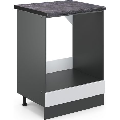 Meuble pour four R-Line, Blanc Haute brillance, 60 cm, PT Anthracite, Vicco