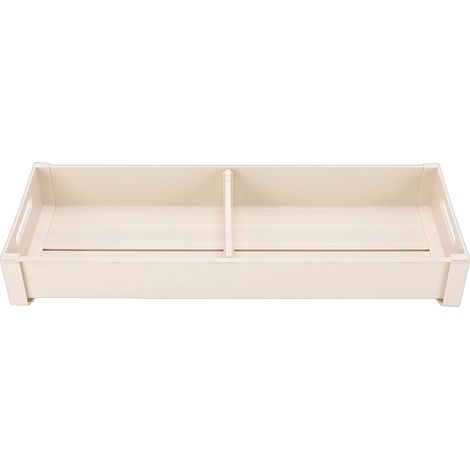 Küchenschubladen-Organizer mit verstellbarer Trennwand, rutschfester Aluminium-Besteckablage für Gabeln und Schüsseln, 15 x 41 cm, milchweiß. (1/5)
