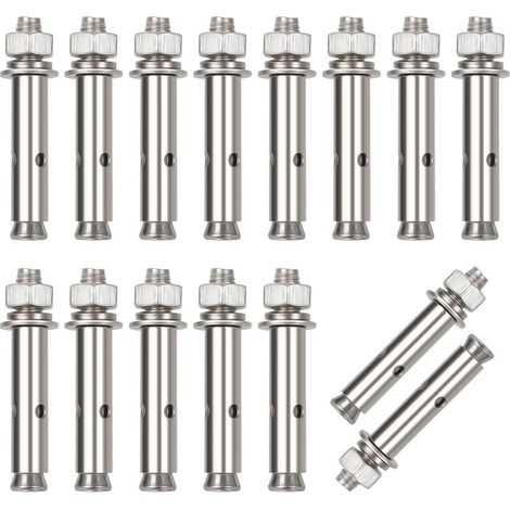 15 Pièces Vis d'Expansion Inoxydable 304 Boulon d'Expansion en Acier Inoxydable Cheville à Béton Charge Lourd Devoir Ancrage, M860mm