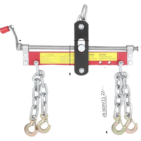 Équilibreur de moteur, capacité de 900 kg, quatre chaînes avec crochets de sécurité, Rouge (1/2)