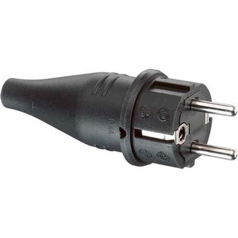 Gummi-schutzkontaktstecker schwarz, 10/16A 250V (1/2)