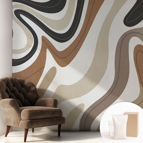Carta Da Parati In Vlies Decorativa Per Pareti - Con Motivi Moderni - Con Colori Intensi - Per Ufficio onde armoniche 250x250 cm (1/5)