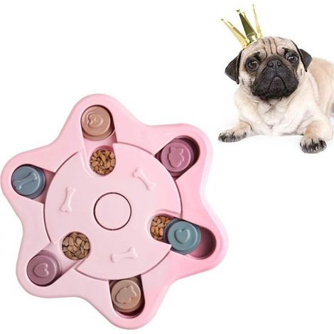 Jouets éducatifs pour chiens, jouets distributeurs de croquettes, jouets interactifs résistants pour chiens, jouets d'entraînement à l'intelligence des chiots (rose) (1/5)