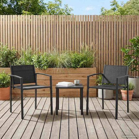 vidaXL  Garden Chairs  2 pcs Black and Anthracite 53.5 x 59 x 77 cm