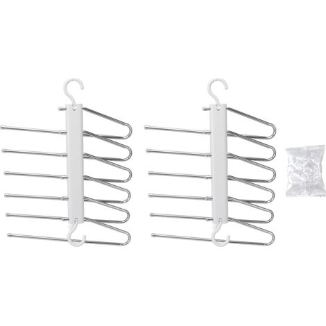 2 Pièces Porte-Pantalons Pliant en Acier Inoxydable Multi-Couches pour Pantalons Blanc (1/5)