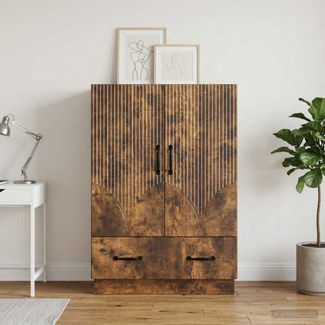 Buffet avec rangement en bois d’ingénierie chêne fumé 66 x 34,5 x 92 cm - PANGIVO (1/5)