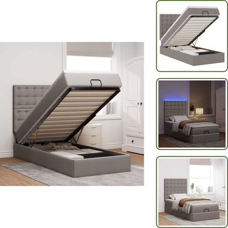 The Living Store Cadre de lit ottoman avec matelas taupe 80x200 cm tissu - Matelas à ressorts ensachés