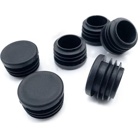 Lot de 8 embouts tubulaires ronds, bouchons de poteau de clôture, embouts de tube en plastique noir, bouchons de tuyau, noir (1/2)