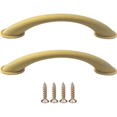2x Kunststoff-Möbelgriffe, 96 mm Lochabstand, inklusive Schrauben, universell einsetzbar für Schränke, Küchentüren, Kleiderschränke, Schubladen, Sideboards und mehr. Kiefernholz (1/5)