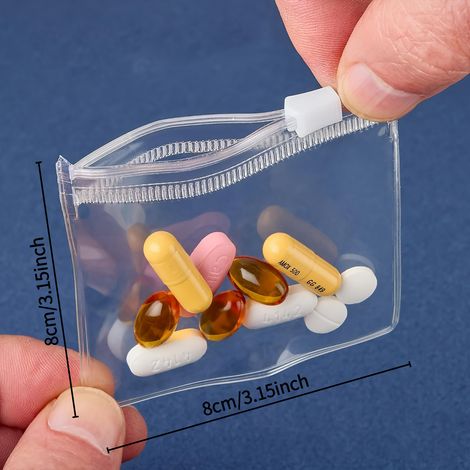 10 sachets de rangement pour bijoux à fermeture éclair refermable, petits sacs auto-adhésifs portables pour voyager avec comprimés ou accessoires (1/4)