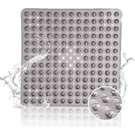 Lntyq Tapis De Douche Antidérapant 53x53cm-sans BPA - Tapis De Douche Antidérapant avec Trous De Drainage pour éviter Les Moisissures Tapis De Douche Lavable en Machine (Grey) (1/5)