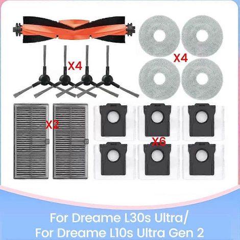 Brosse, filtre, lingette et sac à poussière pour aspirateur Dreame L10s Ultra Gen 2 et Dreame L30s Ultra - Pièces de rechange (1/5)
