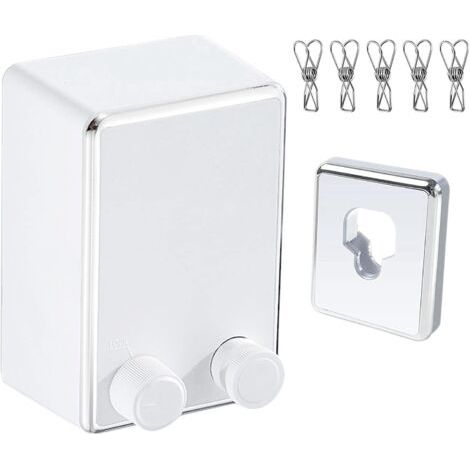 QORVA-Séchoir à linge d'intérieur rétractable, acier inoxydable, boîtier ABS, blanc (1/4)