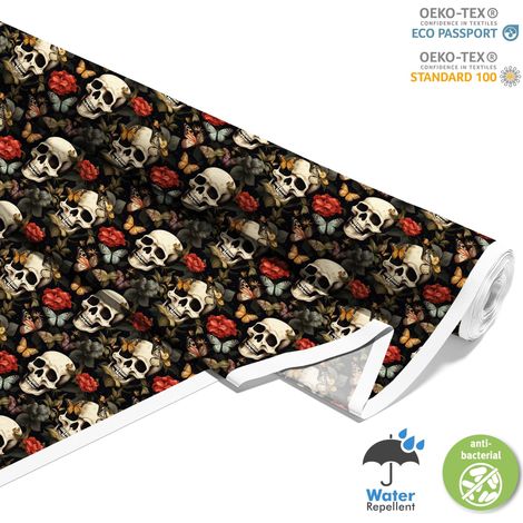 OUTDOOR DEKOSTOFFE OXFORD - Motiv der Schädel I DX4565 (1/5)