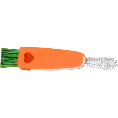 Mini brosse de nettoyage pour tasses en forme de carotte, 3 en 1, multifonctionnelle, pour nettoyer les rainures des couvercles de bouteilles et autres surfaces, idéale pour la cuisine. (1/5)