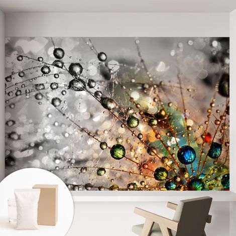 Papier peint intissé avec imprimé installation simple qualité excellente sans désordre - Colle incluse gratuite Perles de rosée 152x104 cm (1/5)